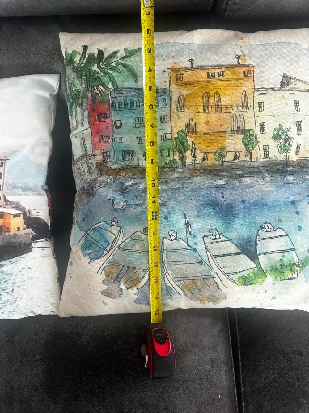Set of 3 Italian Coastal & Village Watercolor Decorative Throw Pillows